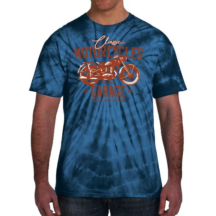 Classic Motorcycle Garage Tie-Dye T-Shirt