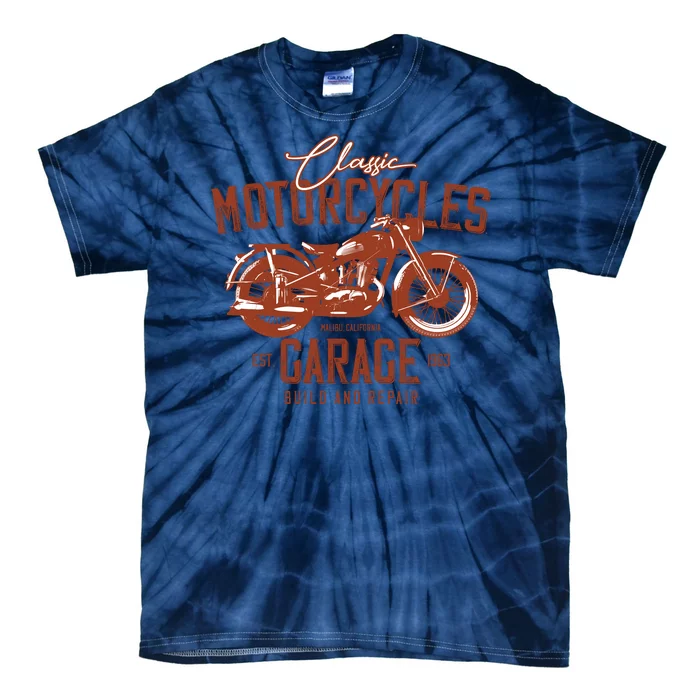 Classic Motorcycle Garage Tie-Dye T-Shirt