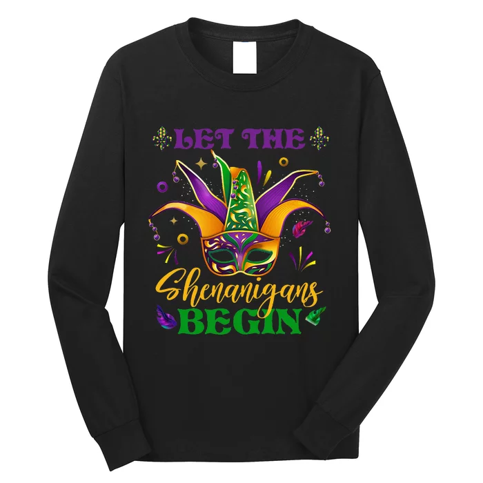 Cute Mardi Gras Mask Let The Shenanigans Begin Long Sleeve Shirt