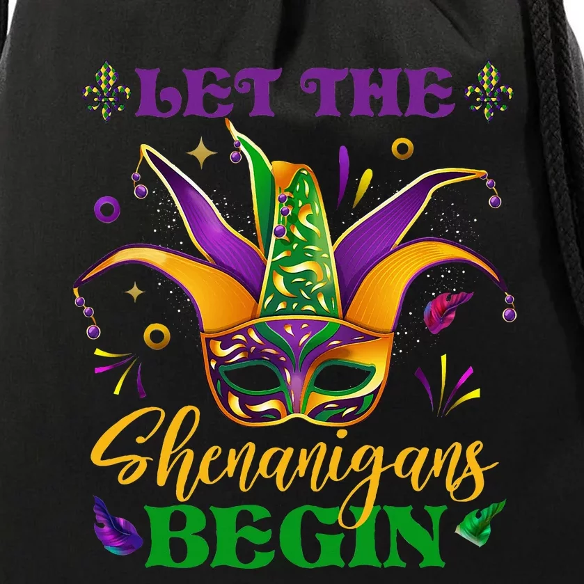 Cute Mardi Gras Mask Let The Shenanigans Begin Drawstring Bag