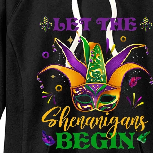 Cute Mardi Gras Mask Let The Shenanigans Begin Women's Fleece Hoodie