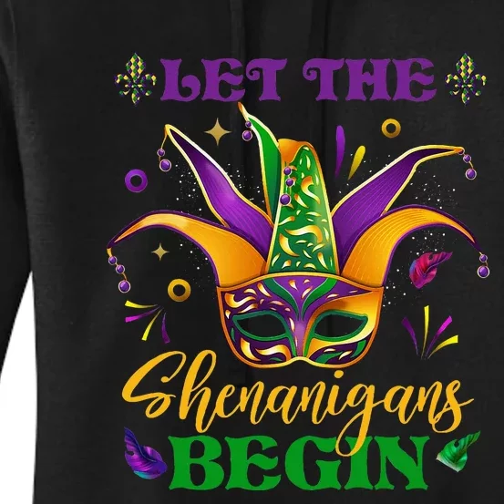 Cute Mardi Gras Mask Let The Shenanigans Begin Women's Pullover Hoodie