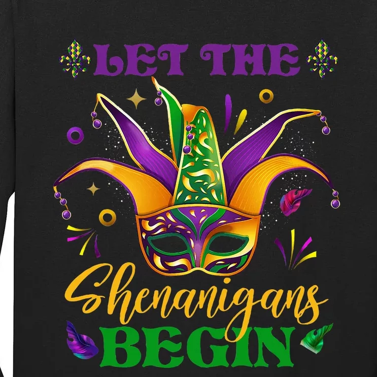 Cute Mardi Gras Mask Let The Shenanigans Begin Tall Long Sleeve T-Shirt