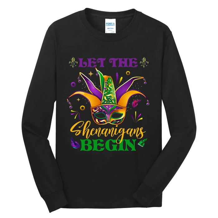 Cute Mardi Gras Mask Let The Shenanigans Begin Tall Long Sleeve T-Shirt