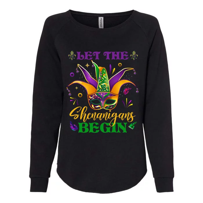 Cute Mardi Gras Mask Let The Shenanigans Begin Womens California Wash Sweatshirt