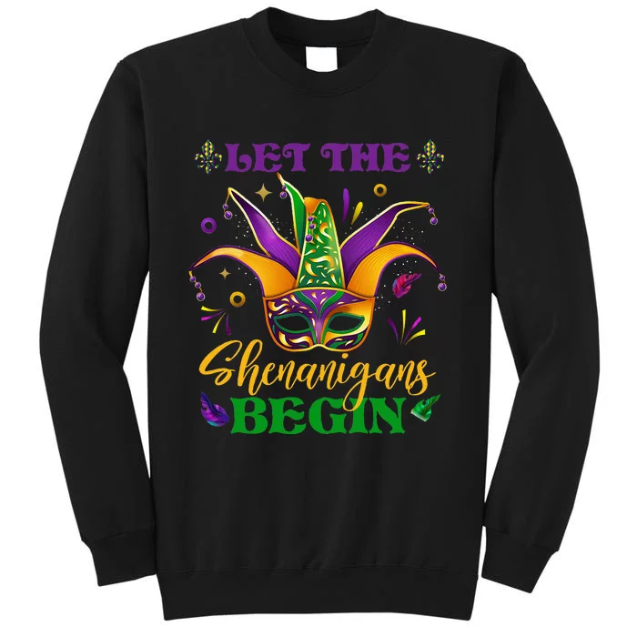 Cute Mardi Gras Mask Let The Shenanigans Begin Tall Sweatshirt