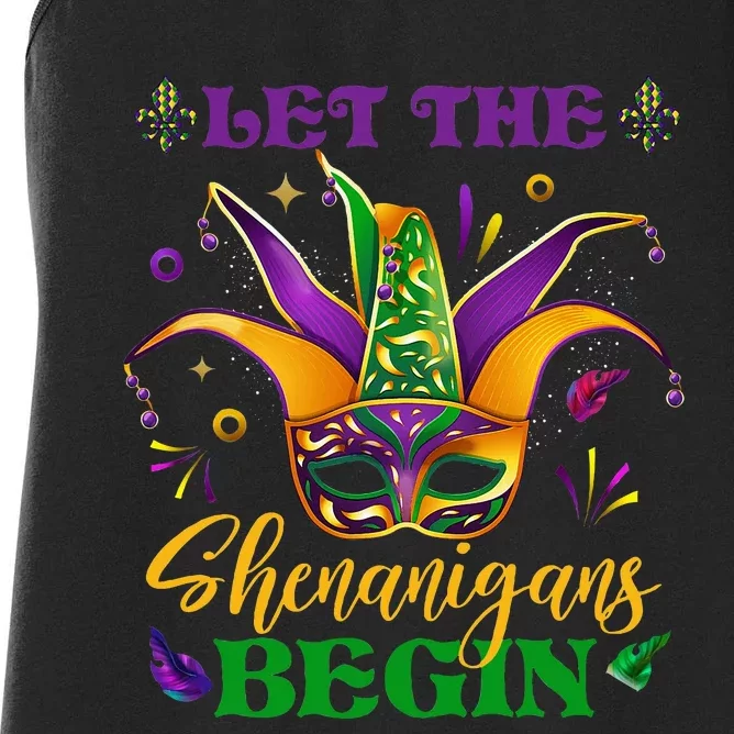 Cute Mardi Gras Mask Let The Shenanigans Begin Women's Racerback Tank