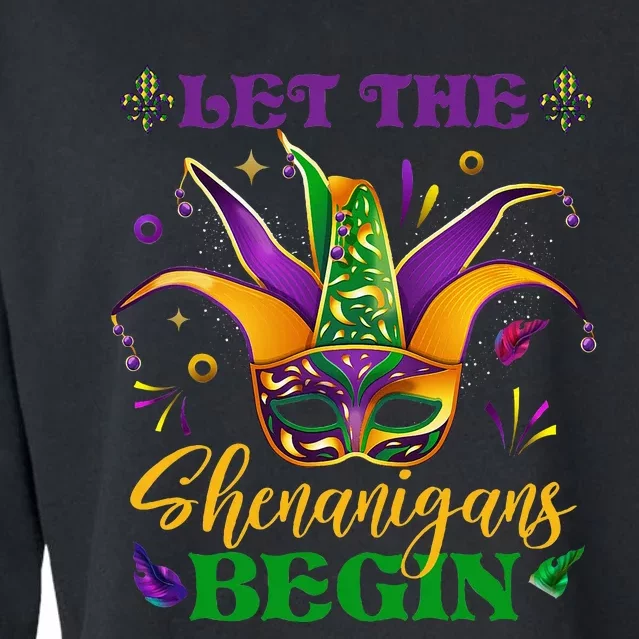 Cute Mardi Gras Mask Let The Shenanigans Begin Cropped Pullover Crew