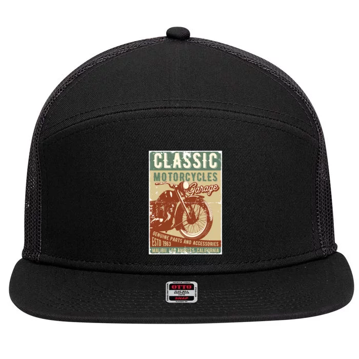 Classic Motorcycles Garage 7 Panel Mesh Trucker Snapback Hat