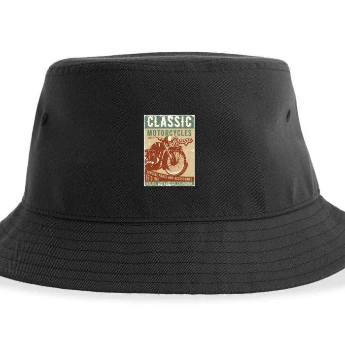 Classic Motorcycles Garage Sustainable Bucket Hat