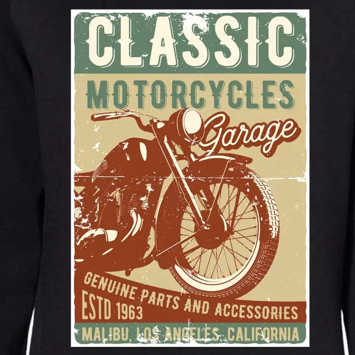 Classic Motorcycles Garage Womens California Wash Sweatshirt