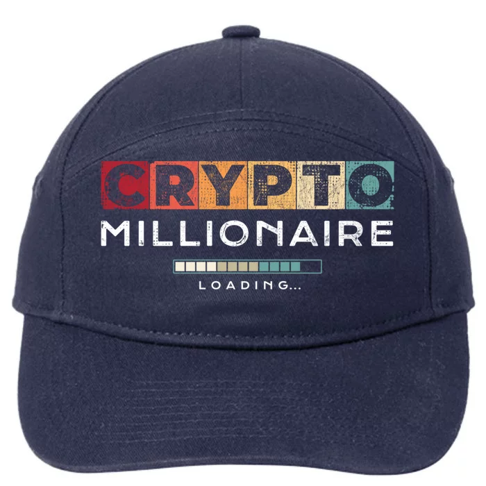 Crypto Millionaire Great Gift Vintage Bitcoin Crypto Gift 7-Panel Snapback Hat