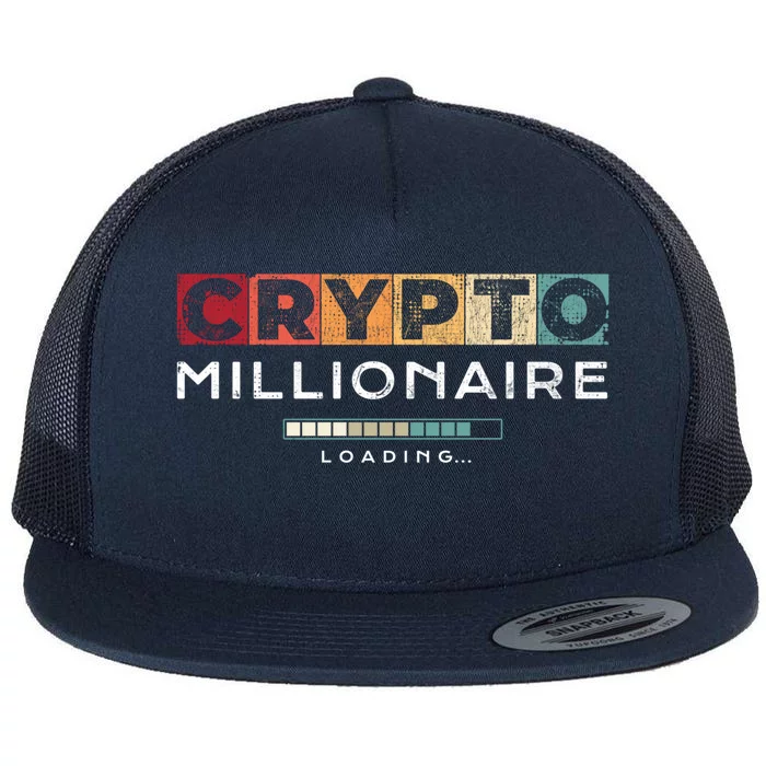 Crypto Millionaire Great Gift Vintage Bitcoin Crypto Gift Flat Bill Trucker Hat