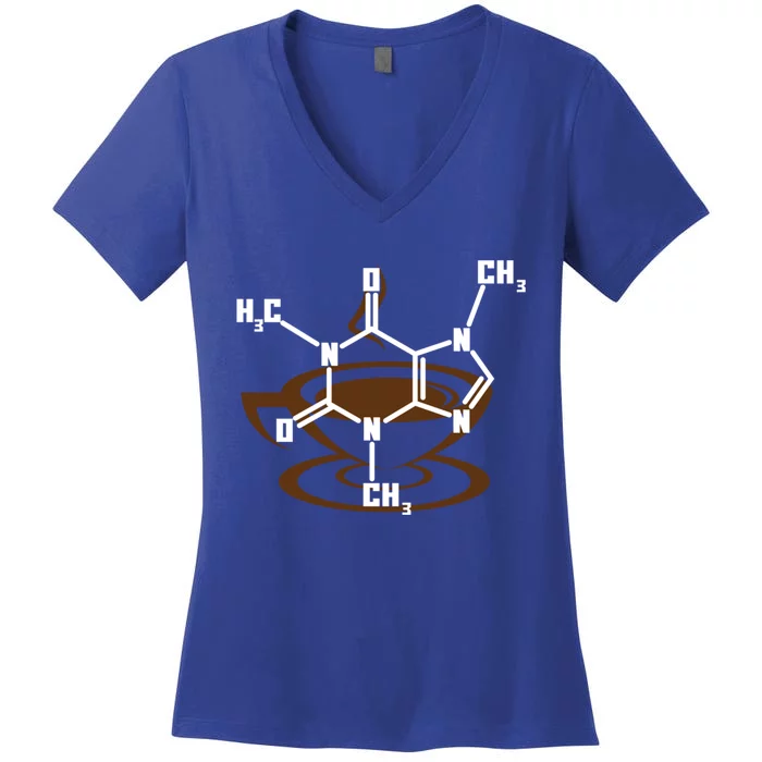 Caffeine Molecule Gift For Coffee Lovers And Science Nerds Meaningful Gift Women's V-Neck T-Shirt