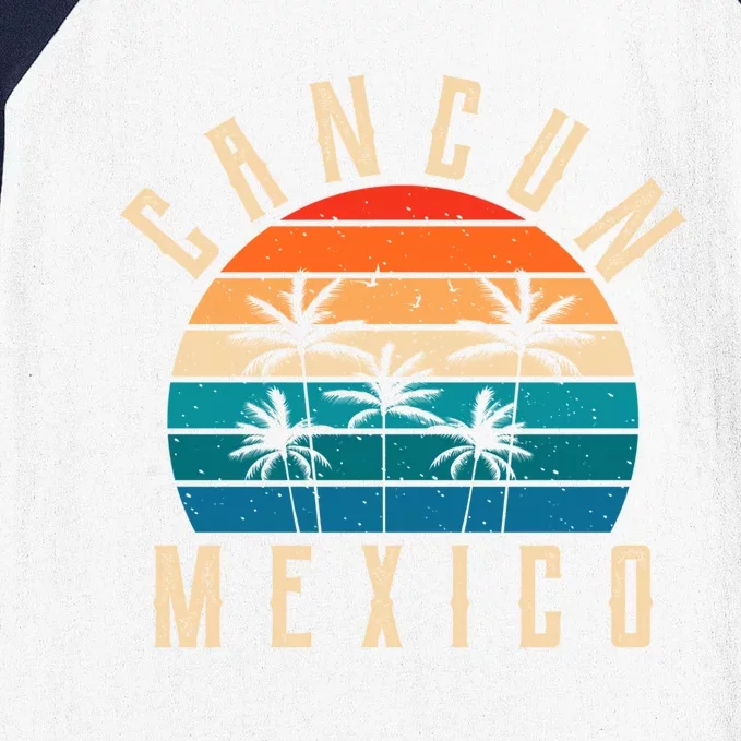 Cancun Mexico Gift Retro Beach Souvenir Cancun Gift Cancun Meaningful Gift Baseball Sleeve Shirt