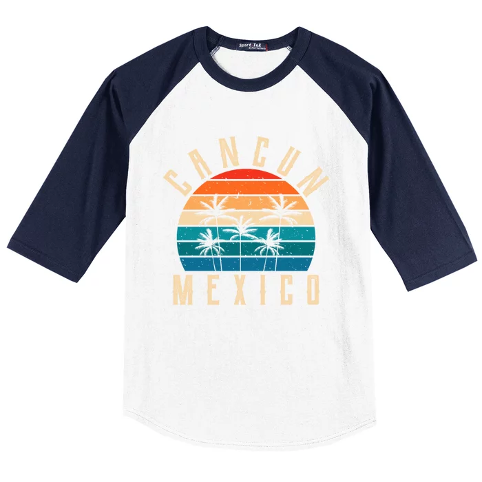 Cancun Mexico Gift Retro Beach Souvenir Cancun Gift Cancun Meaningful Gift Baseball Sleeve Shirt