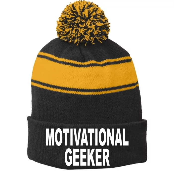 Cr1tter Motivational Geeker Stripe Pom Pom Beanie