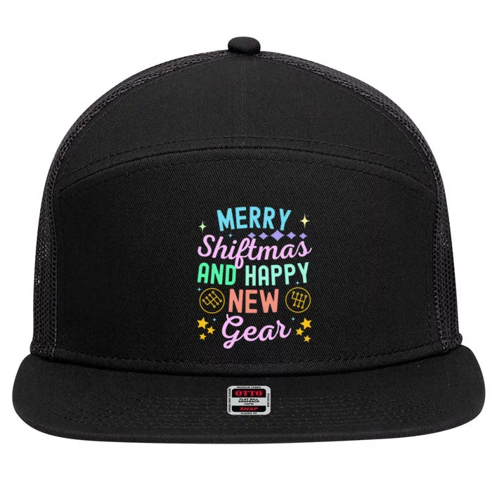 Christmas Manual Gearbox Merry Shiftmas And A Happy New Gear 7 Panel Mesh Trucker Snapback Hat