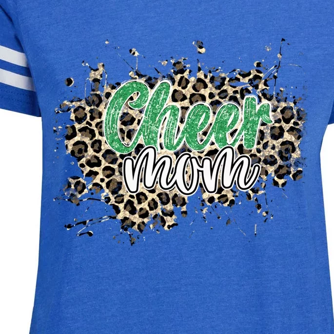 Cheer Mom Great Gift Leopard Cheetah Print Green Cheer Gift Enza Ladies Jersey Football T-Shirt