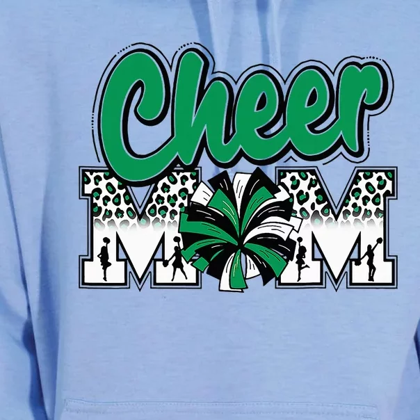 Cheer Mom Green Black White Leopard Letters Cheer Pom Poms Unisex Surf Hoodie