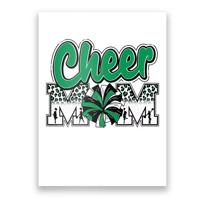 Cheer Mom Green Black White Leopard Letters Cheer Pom Poms Poster