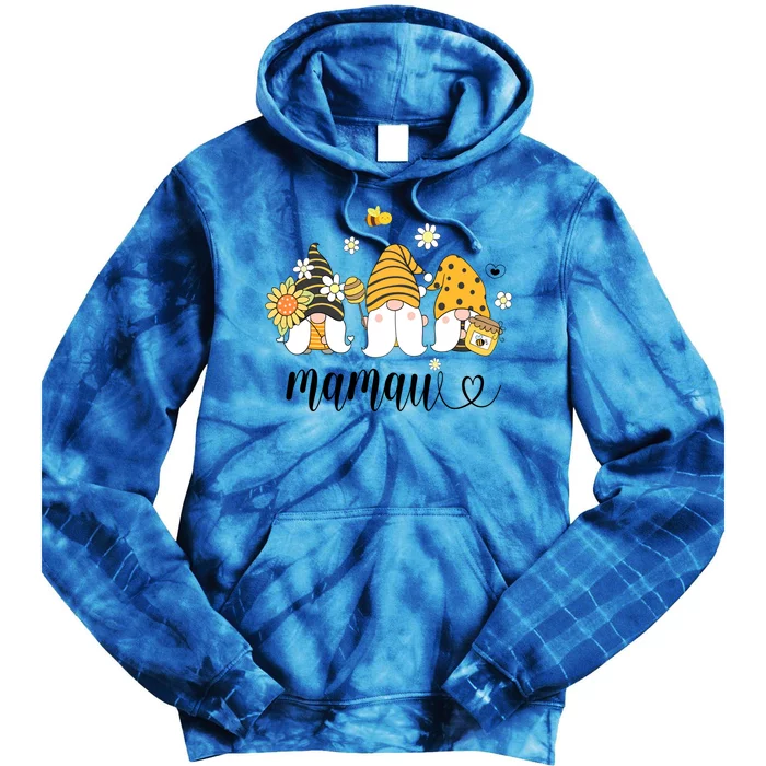 Cute Mamaw Gnomes With Bees And Sunflower Country Style Gift Tie Dye Hoodie