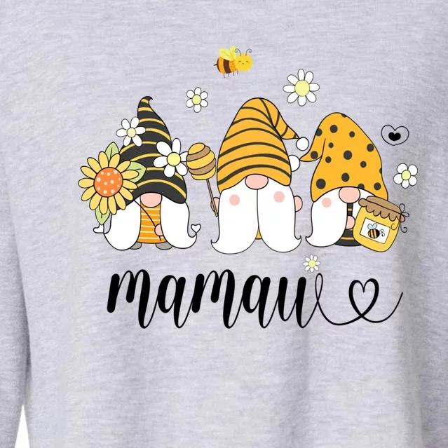 Cute Mamaw Gnomes With Bees And Sunflower Country Style Gift Cropped Pullover Crew