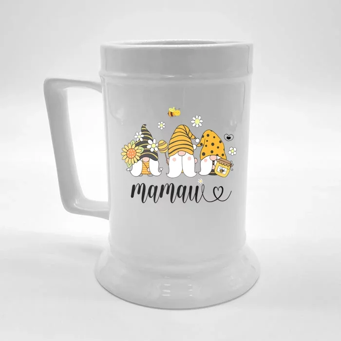 Cute Mamaw Gnomes With Bees And Sunflower Country Style Gift Front & Back Beer Stein