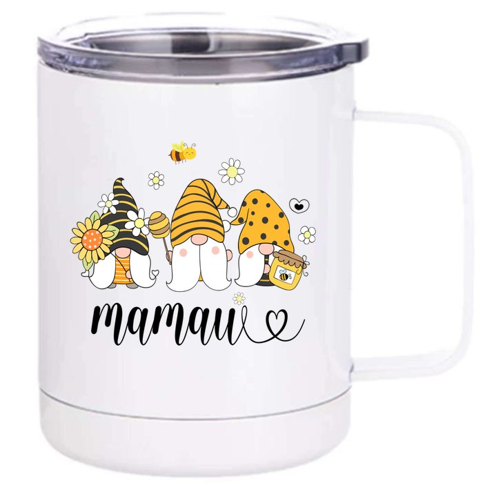 Cute Mamaw Gnomes With Bees And Sunflower Country Style Gift Front & Back 12oz Stainless Steel Tumbler Cup