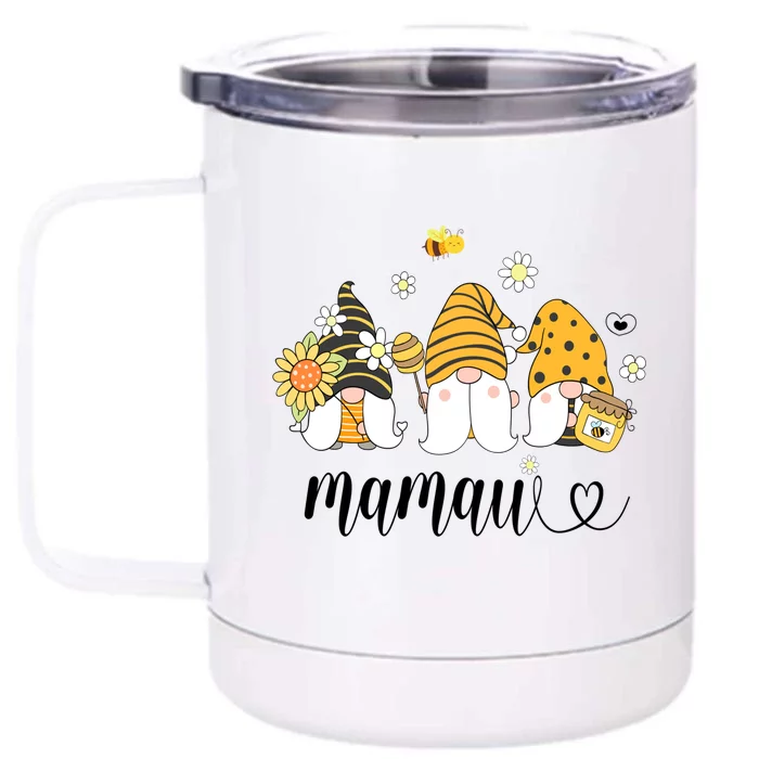 Cute Mamaw Gnomes With Bees And Sunflower Country Style Gift Front & Back 12oz Stainless Steel Tumbler Cup