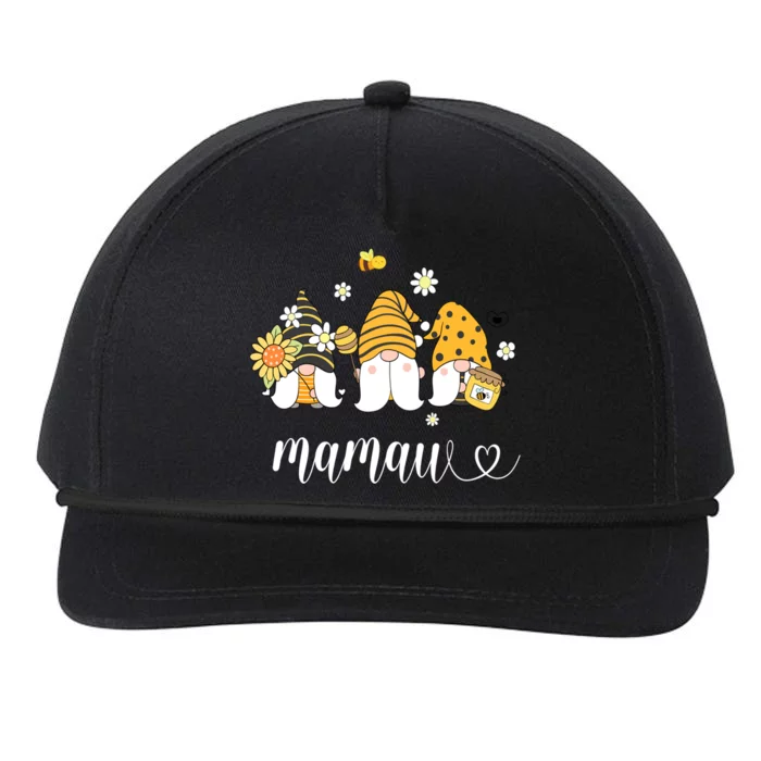 Cute Mamaw Gnomes With Bees And Sunflower Southern Grandma Gift Snapback Five-Panel Rope Hat