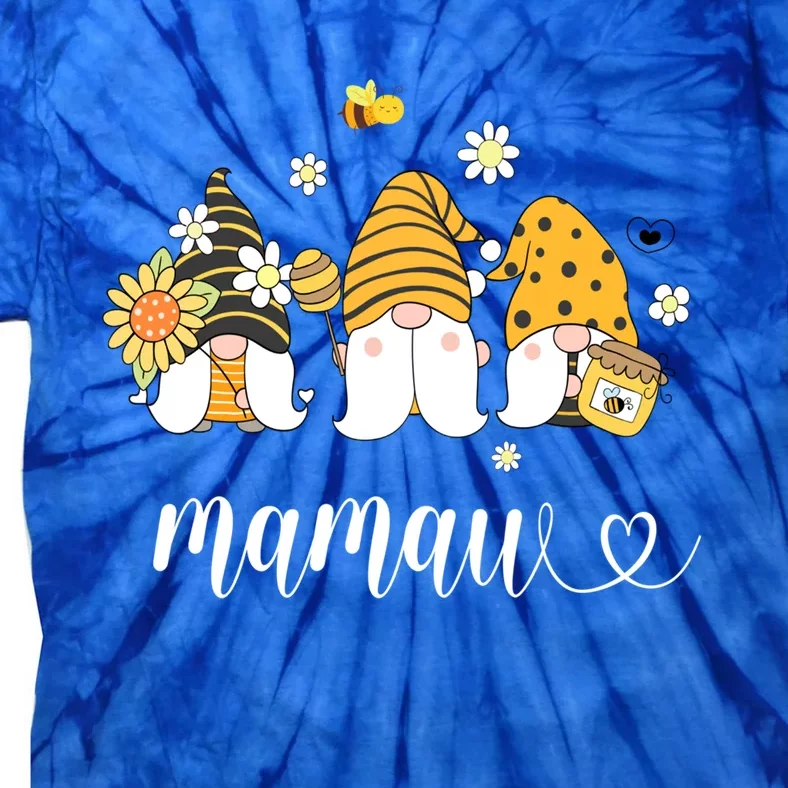 Cute Mamaw Gnomes With Bees And Sunflower Southern Grandma Gift Tie-Dye T-Shirt