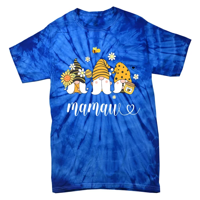 Cute Mamaw Gnomes With Bees And Sunflower Southern Grandma Gift Tie-Dye T-Shirt