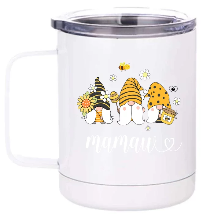 Cute Mamaw Gnomes With Bees And Sunflower Southern Grandma Gift Front & Back 12oz Stainless Steel Tumbler Cup