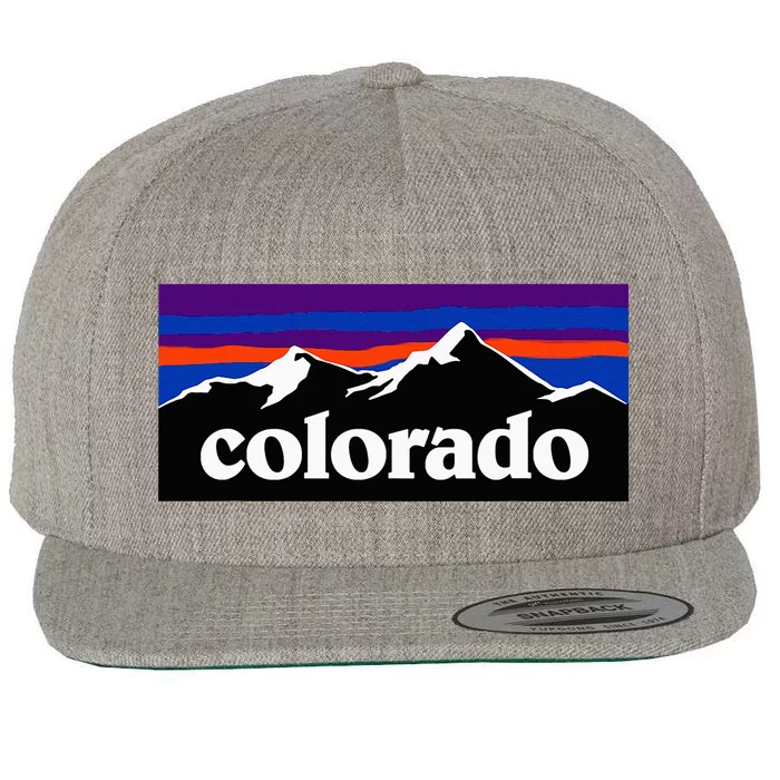 Colorado Mountains Graphic Design Wool Snapback Cap