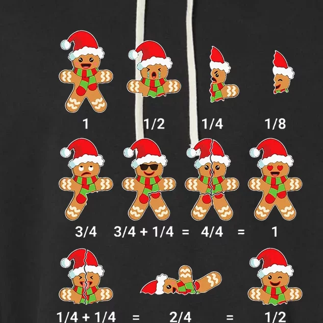 Christmas Math Gingerbread Cookie Fraction Math Garment-Dyed Fleece Hoodie