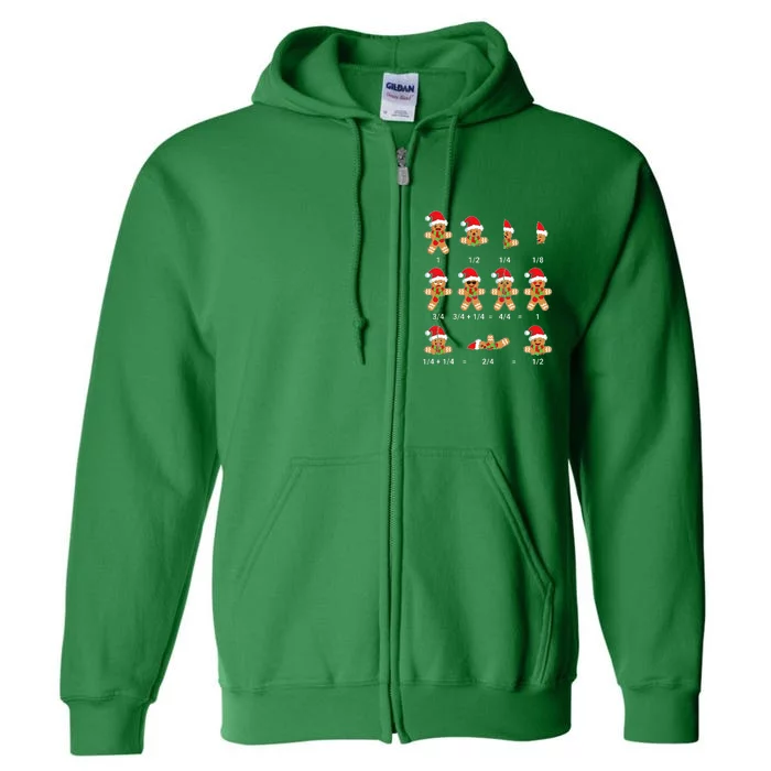 Christmas Math Gingerbread Cookie Fraction Math Full Zip Hoodie