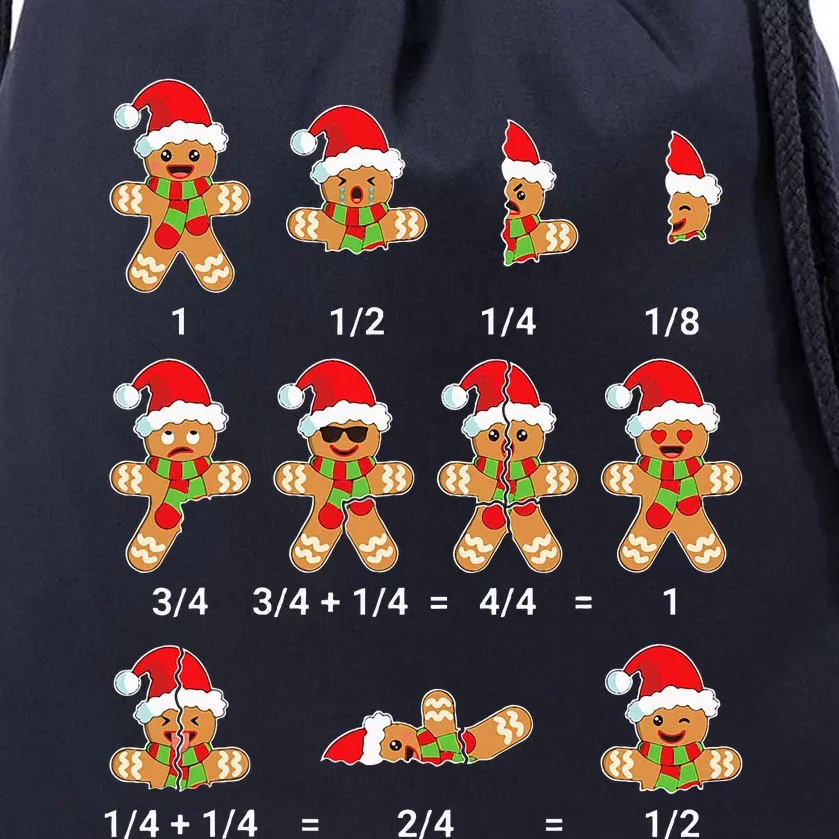 Christmas Math Gingerbread Cookie Fraction Math Drawstring Bag