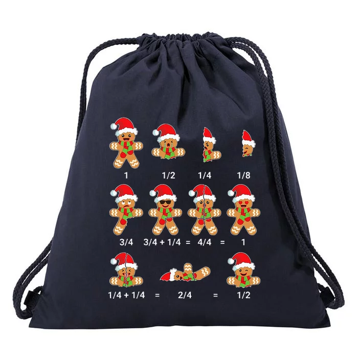 Christmas Math Gingerbread Cookie Fraction Math Drawstring Bag