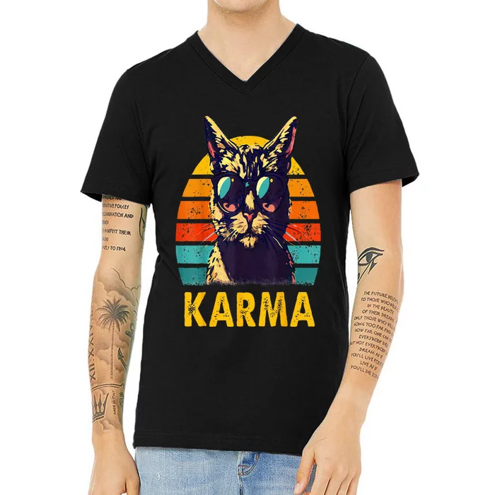 Cat Music Gifts For Teens Karma V-Neck T-Shirt