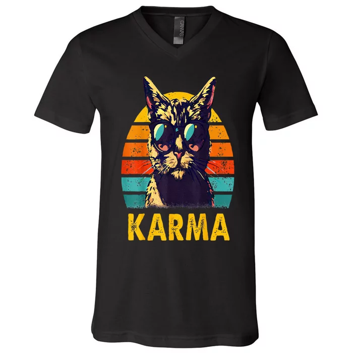 Cat Music Gifts For Teens Karma V-Neck T-Shirt