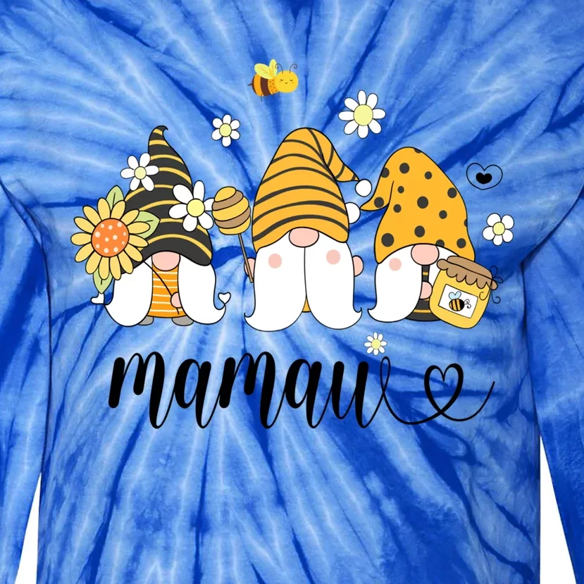 Cute Mamaw Gnomes With Bees And Sunflower Country Style Great Gift Tie-Dye Long Sleeve Shirt