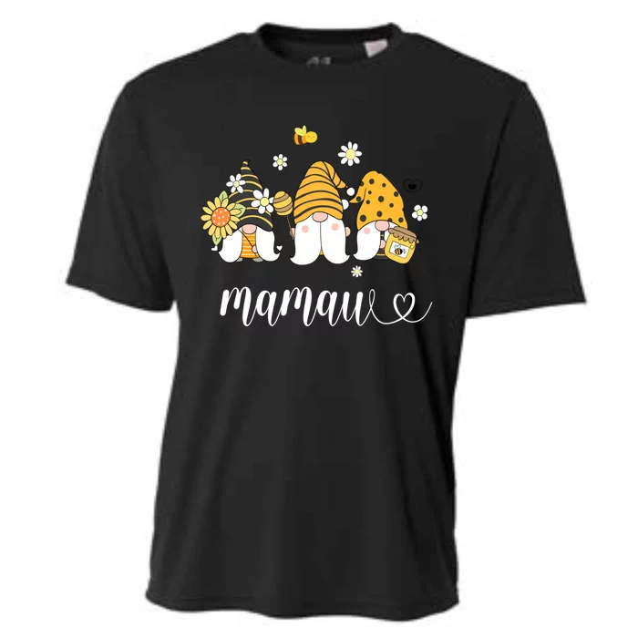 Cute Mamaw Gnomes With Bees And Sunflower Southern Grandma Gift Cooling Performance Crew T-Shirt