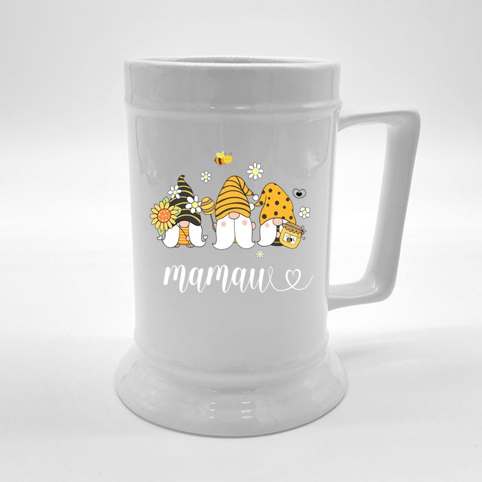 Cute Mamaw Gnomes With Bees And Sunflower Southern Grandma Gift Front & Back Beer Stein