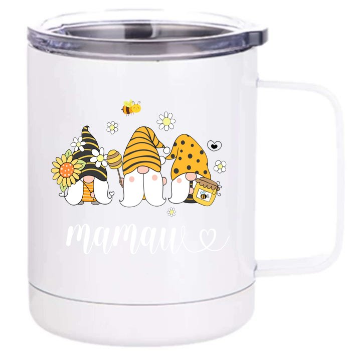 Cute Mamaw Gnomes With Bees And Sunflower Southern Grandma Gift Front & Back 12oz Stainless Steel Tumbler Cup