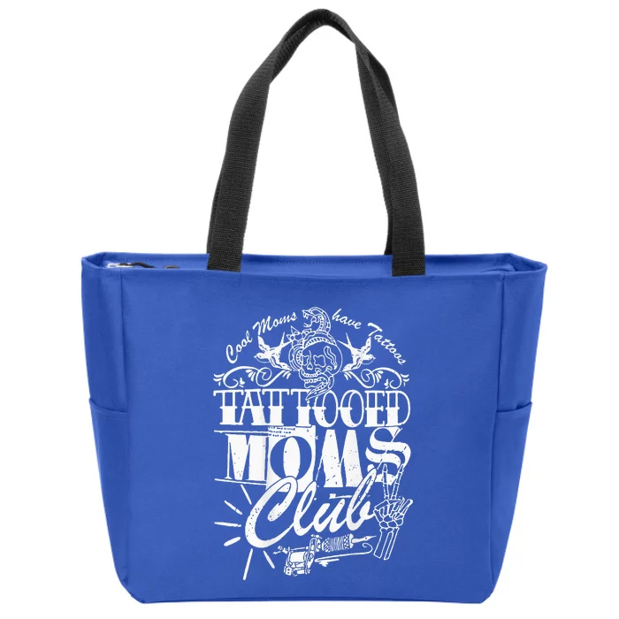 Cool Moms Have Tattoos Retro Tattooed Moms Club Zip Tote Bag