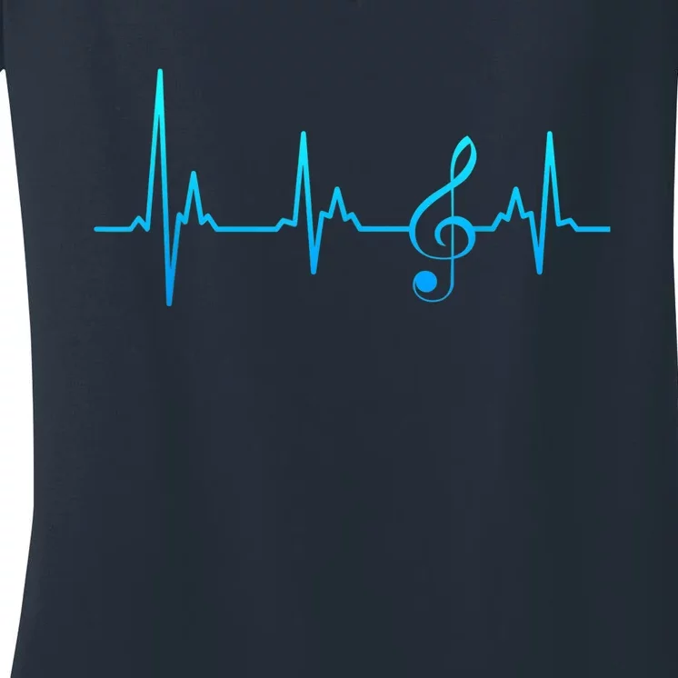 Clef my heart beats for sheet music notes Women's V-Neck T-Shirt