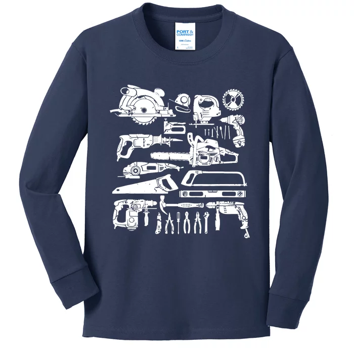 Carpenter Mechanic Handyman Woodworker Kids Long Sleeve Shirt