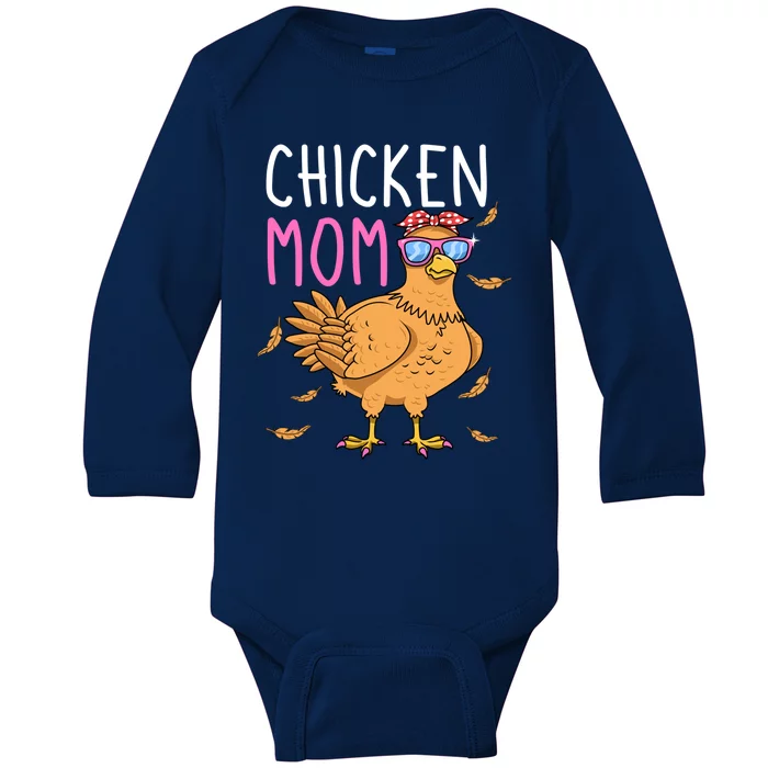 Chicken Mom Hen Lover Poultry Farmer Chicks Mother's Day Funny Gift Baby Long Sleeve Bodysuit