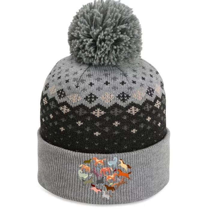 Cute Multi Horse Lover Heart The Baniff Cuffed Pom Beanie